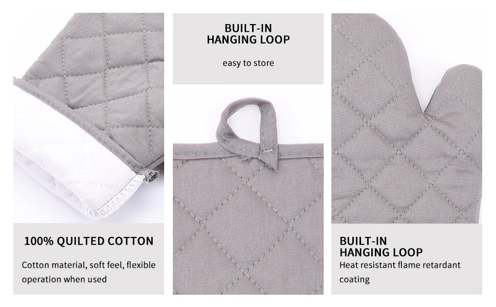 Ensemble de quatre gants de cuisine isolés et résistants à la chaleur, gants de four à micro-ondes, gants de cuisine isolés, ustensiles de cuisson