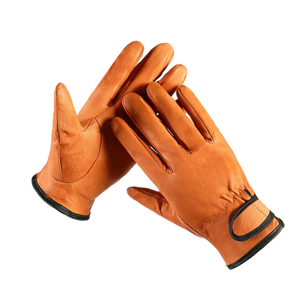 1 Pair Leather Work Gloves Soft Cowhide Gloves For Men/Women Gardening Pruning Driving Welding Security Protection Safety Glove