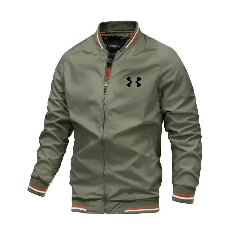 Spring new high-end fashion men's thin casual coat, outdoor sports, bicycle travel, baseball pilot, windproof round neck jacket