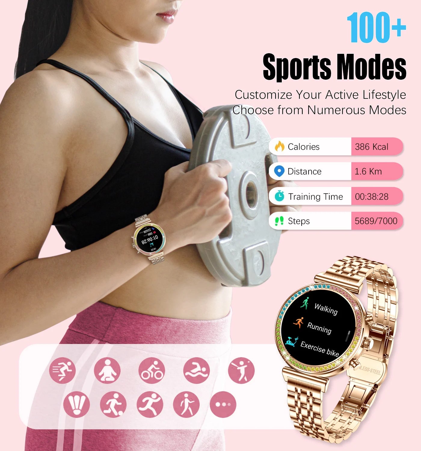 2025 New Smartwatch For Woman 1.27" HD Display Smart Watch Women Bluetooth Calls Waterproof Sports Heart rate Monitoring Watches