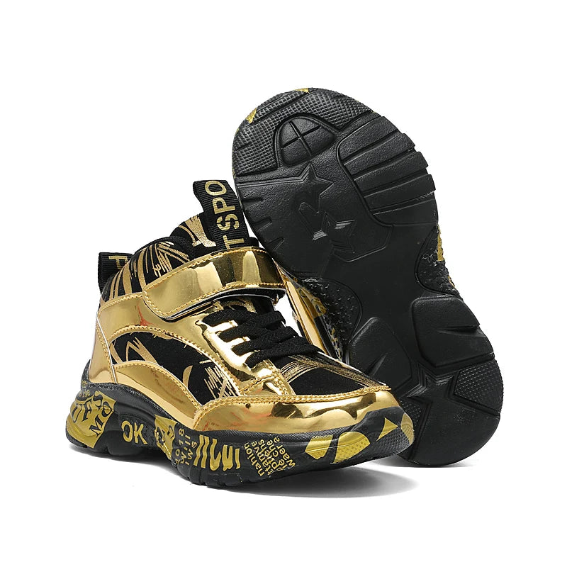 Golden Kids’ Sneakers – Sporty Style, Everyday Comfort