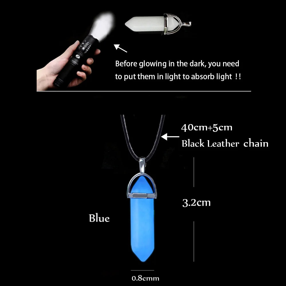 Juego de 2 unidades de collares magnéticos con colgante de corazón y columna hexagonal luminosa, de piedra natural, con colgante geométrico, para parejas, regalos de joyería