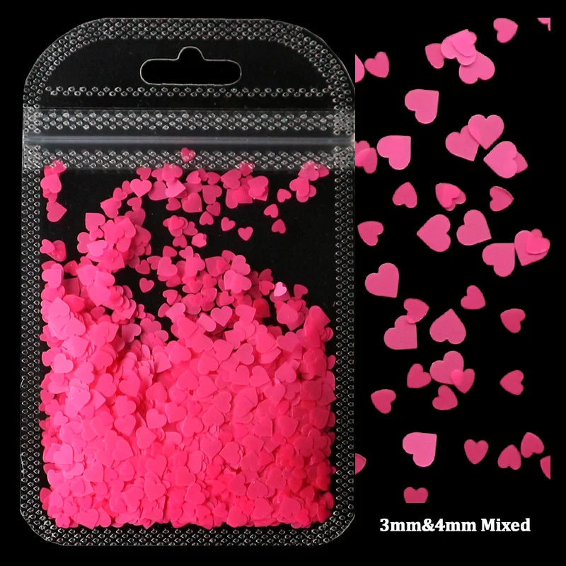 2g Holographic Nail Art Glitter Shiny Sweet Love Red Heart Flakes Sequins 3D Nail Paillette Manicure Valentine's Day Decorations