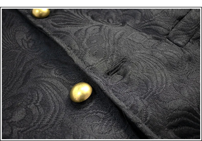 Men's Vest Gentleman Retro Medieval Elegant Renaissance Steampunk Inner Wear Gothic Jacquard Short Vest Single-breasted Business