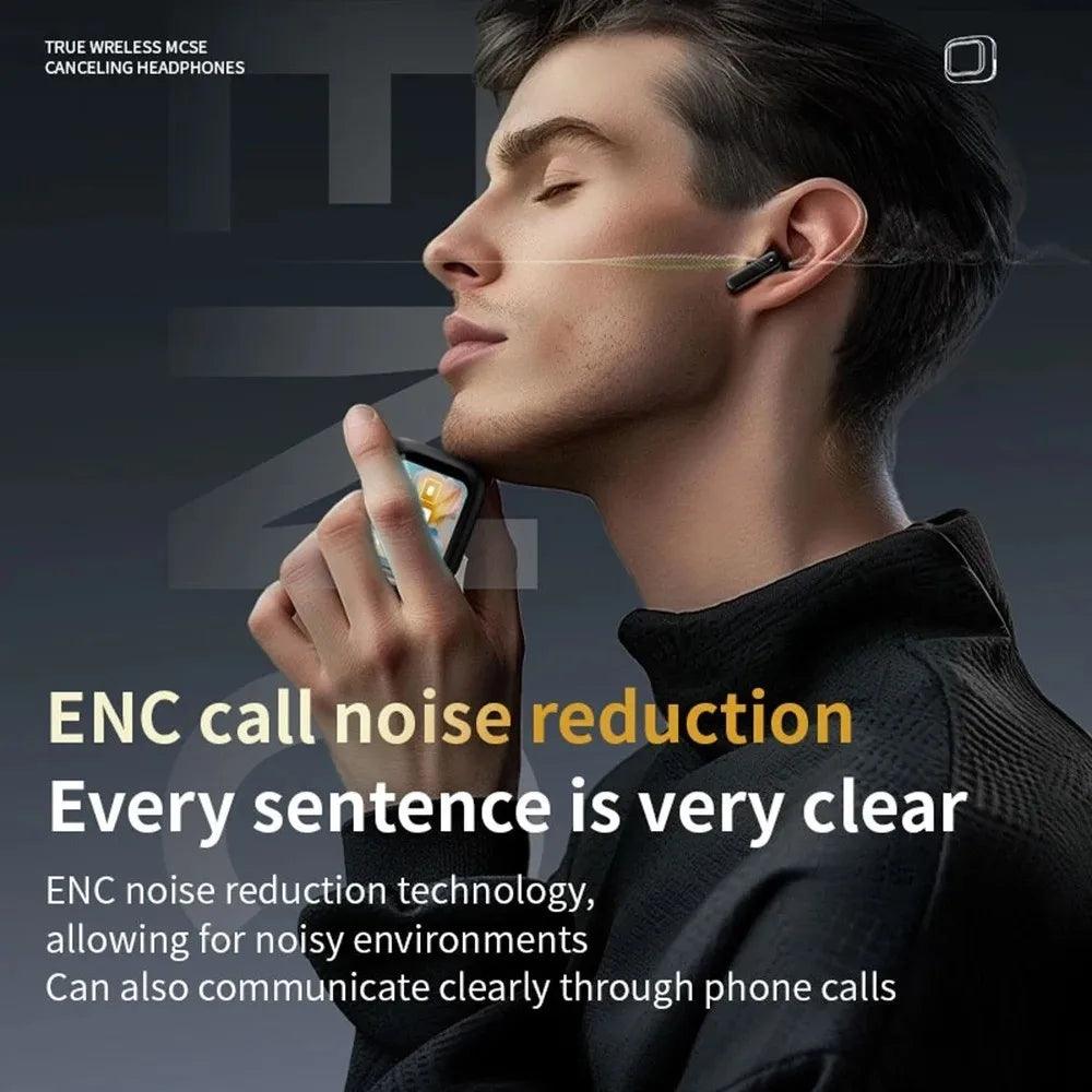 Bluetooth 5.4 Full Touch Screen Headphones Smart LCD ENC Mic ANC Bluetooth Earphones in Ear HD Call Wireless in-Ear Earbuds