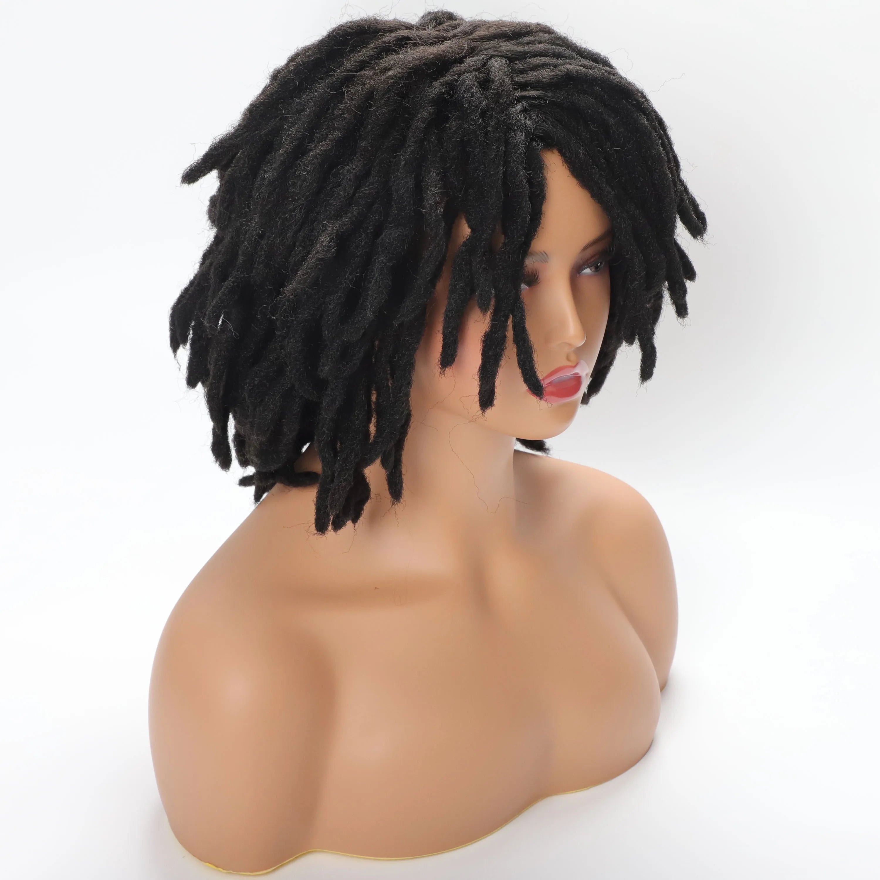 10Inches Braided Wigs  Afro Bob Wig Synthetic DreadLock Wigs For Black Woman Short Curly Ends Cosplay Yun Rong Hair