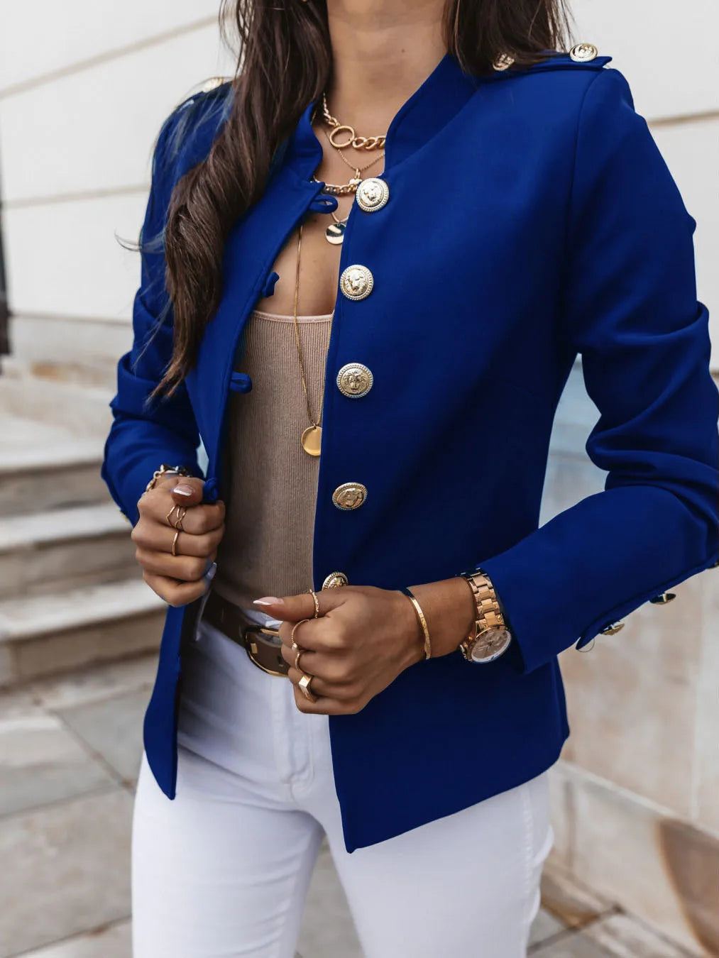 Casual O-neck Long Sleeve Jacket Outerwear Office Lady Spring Autumn Fashion Elegant Solid Blazer Coat For Women Female Top