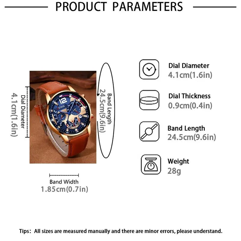 Juego de 2 relojes de lujo con calendario para hombre
