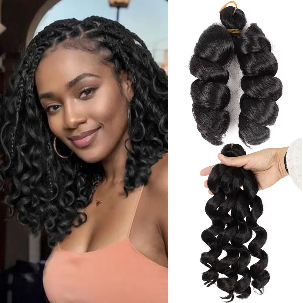 12inch Synthetic French Loose Curl Crochet Hair Extensions Spiral Curly Body Wave Monochrome Mixed Color for Women girls Party