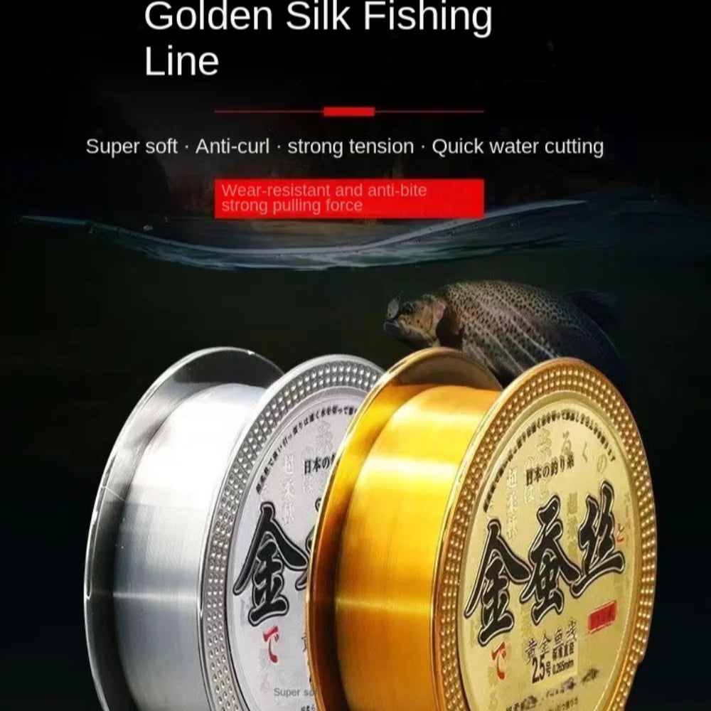 Ligne de pêche monofilament invisible et coulante en nylon avec revêtement en fluorocarbone de 110 m, durable et souple, pour pêche en eau douce
