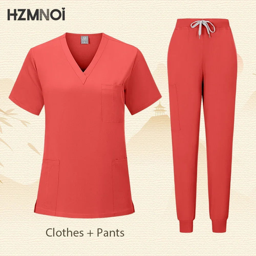 Workwear Nurse Uniform Tops+Straight Pants Medical Nursing Uniform Women Men Pet Shop Beauty Work Suit Doctor Surgery Scrubs Set