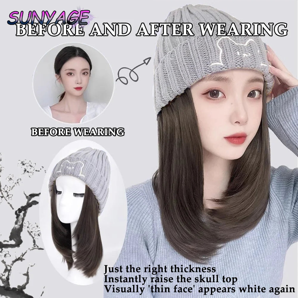 Gorro con peluca y extensión de cabello