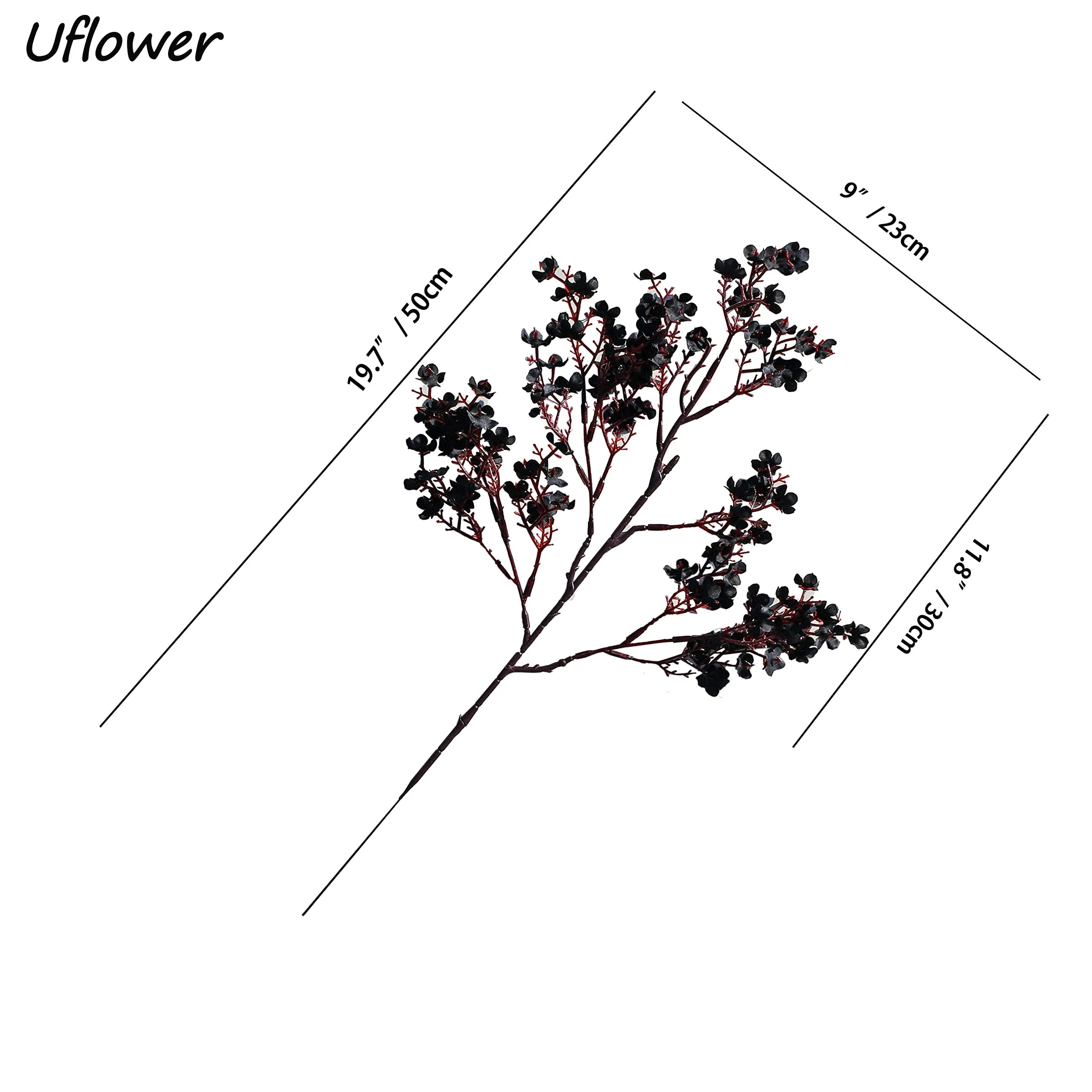 Black Artificial Flowers Cherry Blossoms Gypsophila Fake Plants DIY Wedding Bouquet Vases for Home Decor Faux Christmas Branch