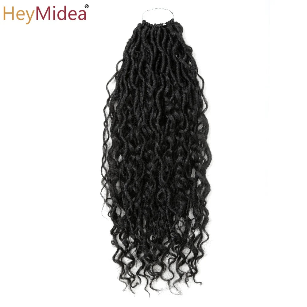 Synthetic Goddess Locs Crochet Hair Braids Curly Faux Locs Braiding Hair Extensions Wig For Women Black Hippie Boho Style