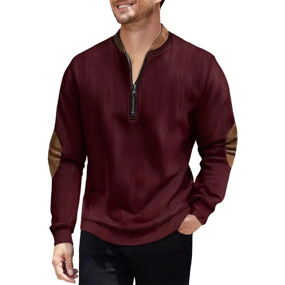 Men Sweatshirt Autumn Half-zip Men's Stand-up Collar Casual Loose Pullover Jacket