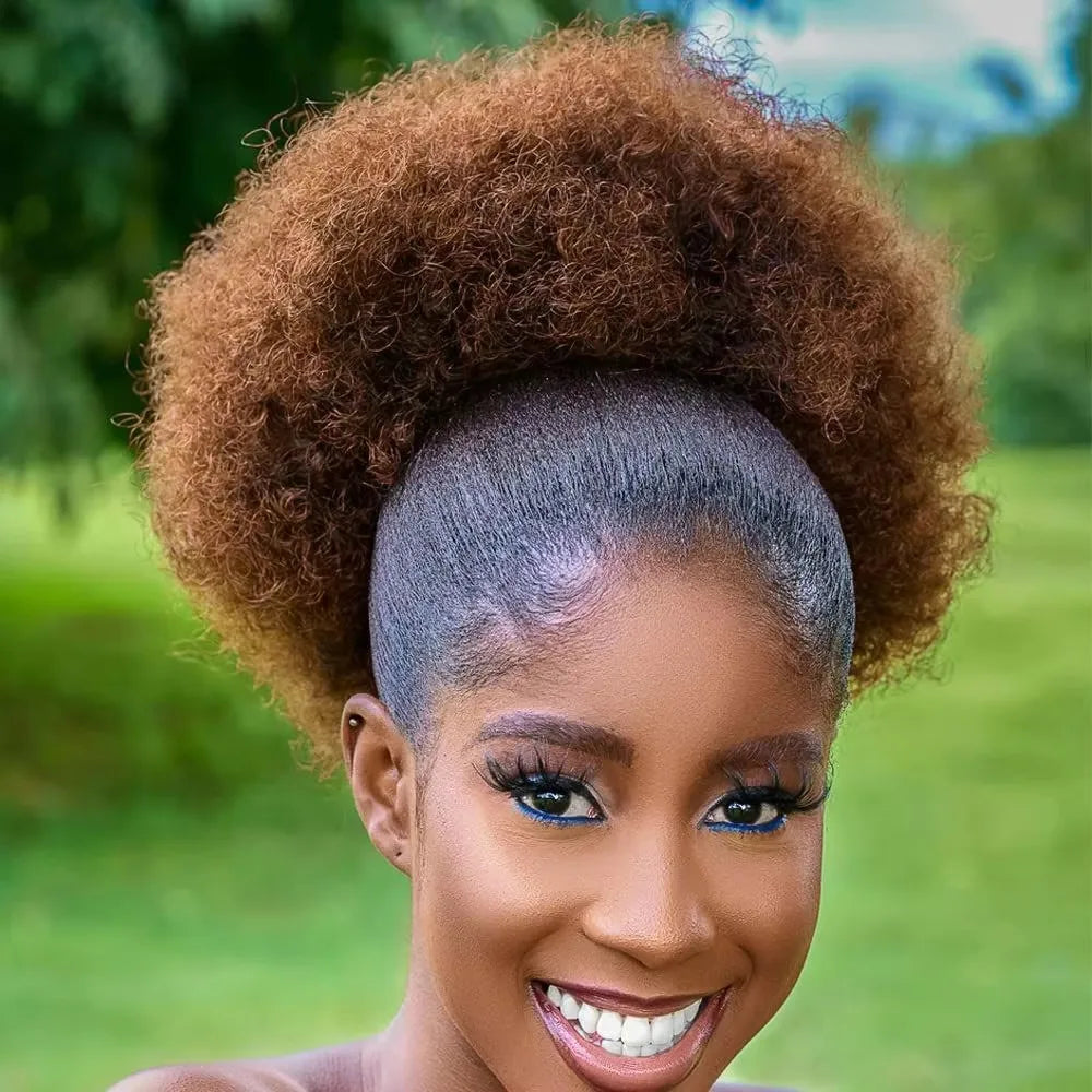 Large Afro Puff Drawstring Ponytail Short Kinky Curly Hair Bun Extension Synthetic Hairpieces Updo Hair Extensions with Clips