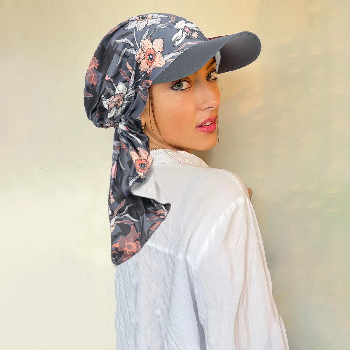 Floral Hijab Visor Cap