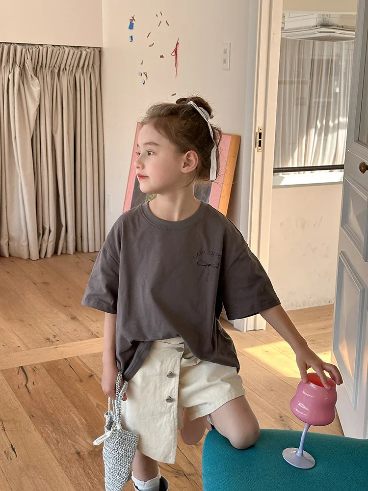 Ropa Infantil Niña Niños Camiseta de Manga Corta Ropa de Niña Verano Tops Ropa de Niños Ropa de Niño Ropa De Niña Ropa De Niño