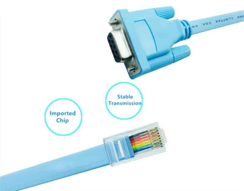 DB9P Console Cable RJ45 Connector Ethernet To RS232 DB9 Port Serial Routers Networking Cables For Cisco Switch Router Blue 1.8m