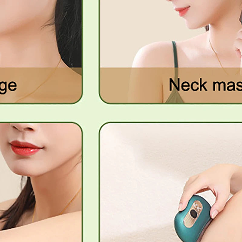 Masajeador eléctrico USB Guasha, piedra caliente, calentamiento por vibración, tabla de raspado, masaje de cuello y espalda, herramientas faciales Gua Sha para lifting facial