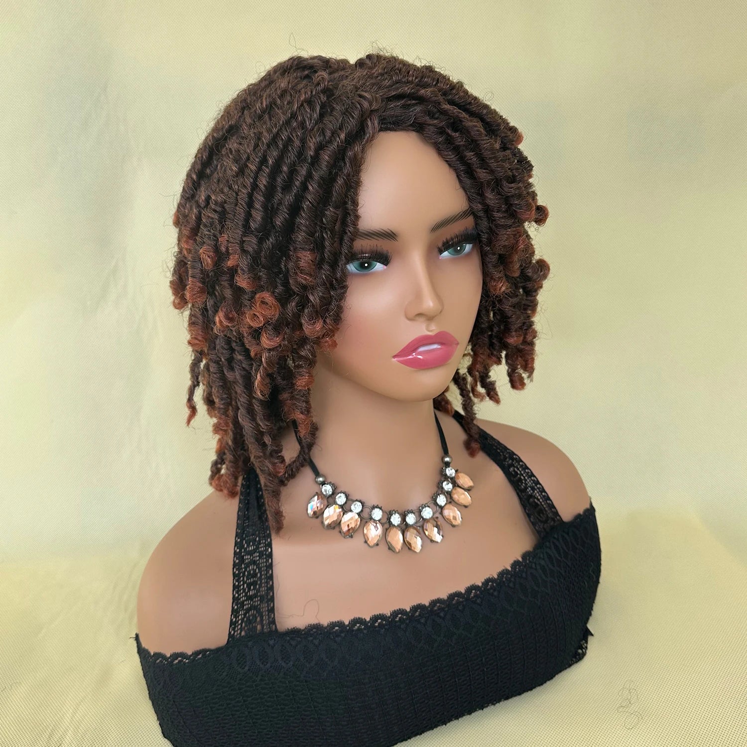 Short Synthetic Dreadlock Wig Afro Crochet Twist Hair Wigs For Black Women Curly Naturel Soft Faux Locs Wig