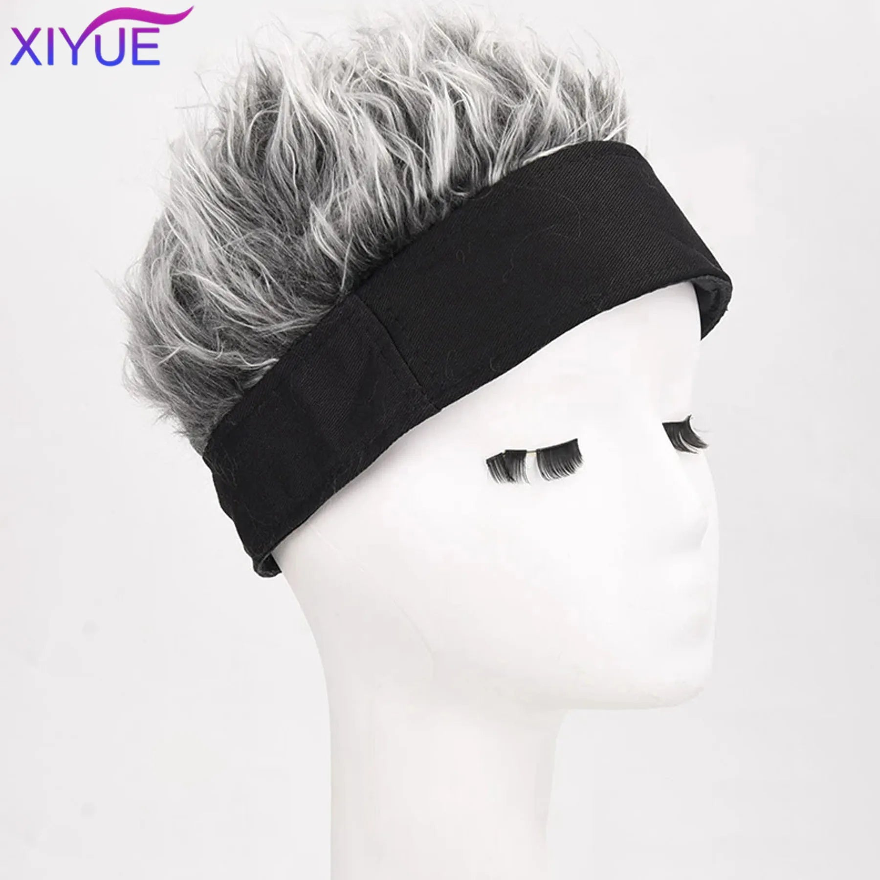 XIYUE Synthetic  Fashion Wig Hat Curved Brim Easy to Wear Comfortable Male Fake Hair Cap for Going Out