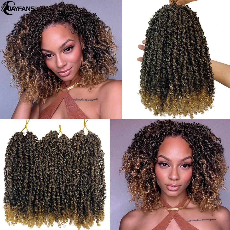 Jayfans 12 8 pulgadas Cabello de ganchillo Yanky Twist preenrollado Bohemian Passion Twist Spring Mini Twist Crochet Hair para mujeres y niñas negras