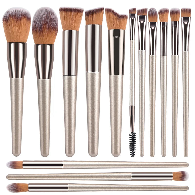 Juego de brochas de maquillaje Champagne caliente para mujer, base cosmética, polvos, colorete, sombra de ojos, Kabuki, para difuminar, herramientas de belleza