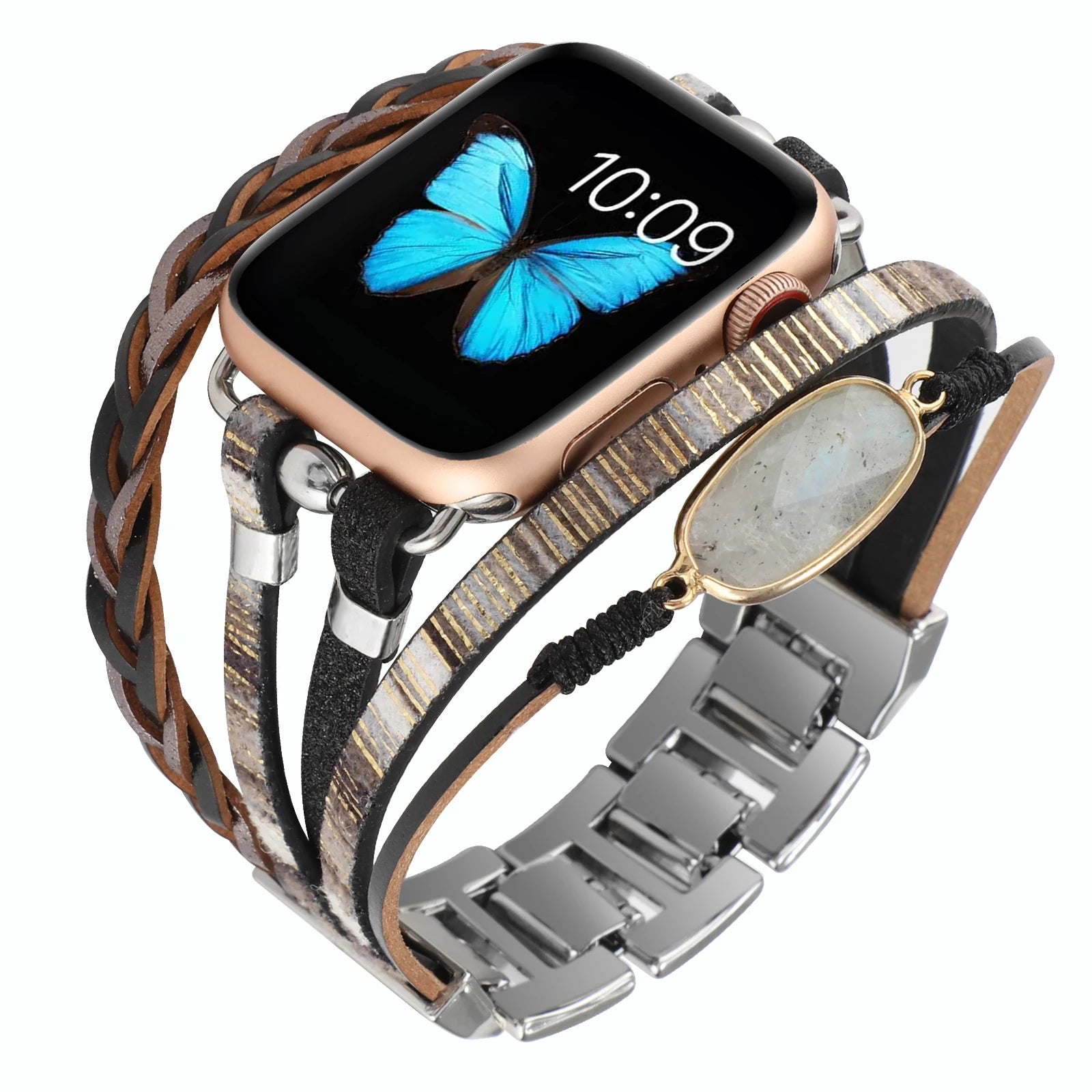 Metal Strap For Apple Watch Band Series876 SE54Ultra Women Jewelry Bracelet Chain IWatch 49mm 45mm 41mm 40mm 38 44mm Peal Wrist