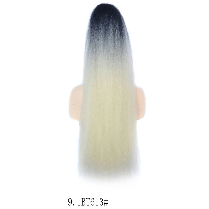 Extension synthétique afro queue de cheval longue, yaki bouclée, crépue, ondulée, douce, résistante à la chaleur, cheveux noirs pour usage quotidien féminin