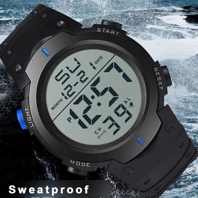 Montre électronique de sport pour homme, étanche, lumineuse, multifonction, pour le fitness en plein air, grand écran
