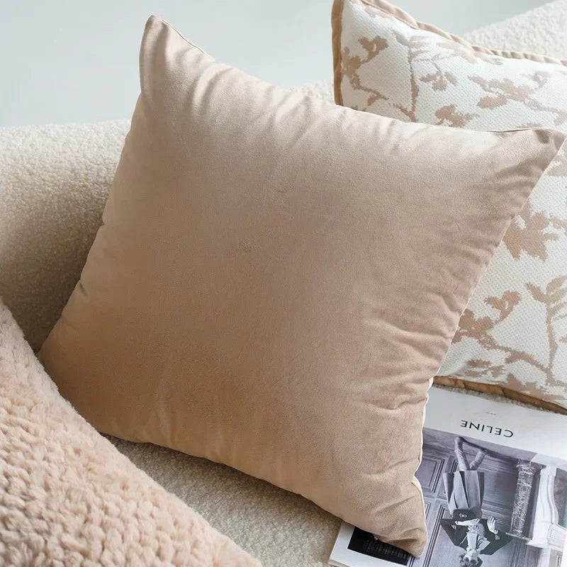 Pillow Cover in Cream Color, Retro Style, Brown French Sofa Waist Cushion Cover 45x45cm Pillowcase