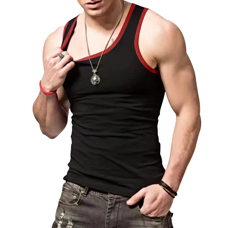24 European and American cross-border new trendy American vests are worn inside slim casual sports men's summer base color-block
