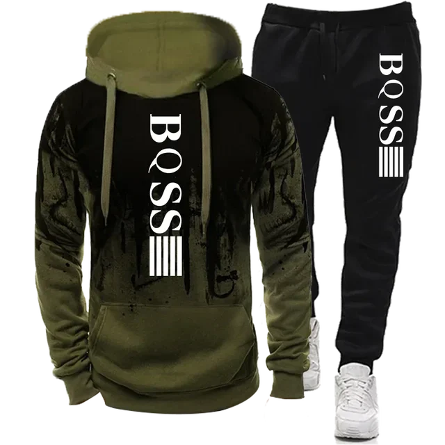 Men's Hoodies for Men Clothing Splash Ink Sweatshirt Suit Man Tracksuit Pant Sets New in Hoodies & Sweatshirts Sports Suits Set