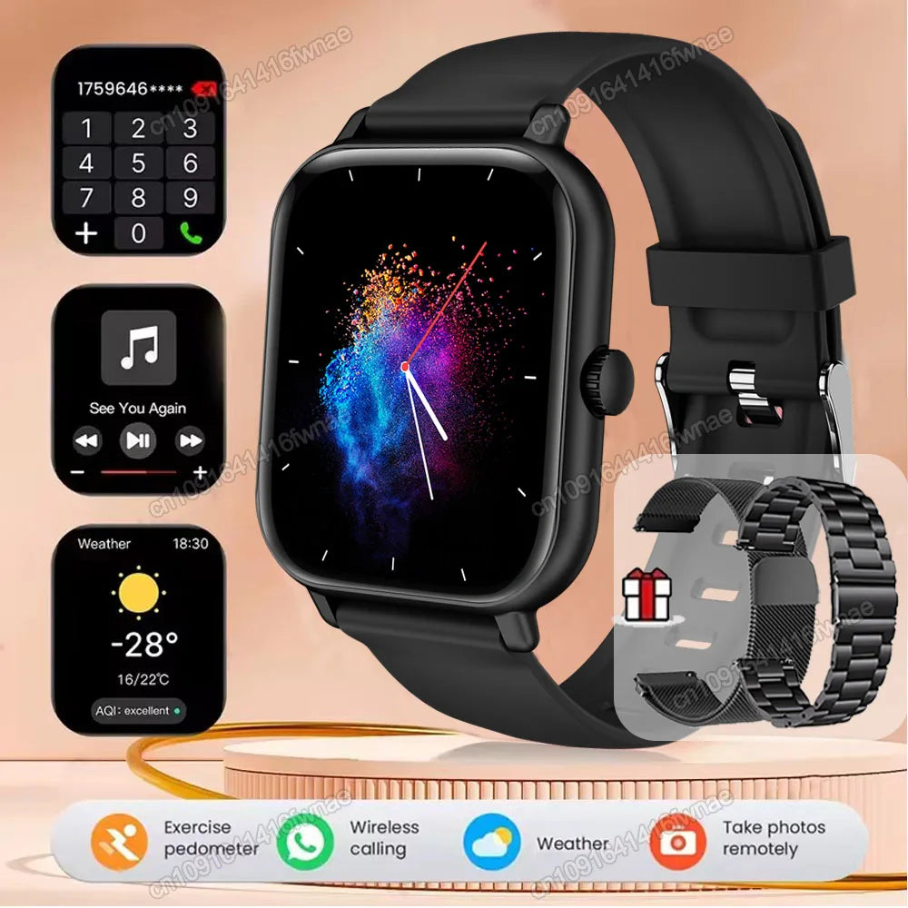 Smartwatch para Android IOS Relojes Pantalla HD de 2.01 pulgadas Llamada Bluetooth Alerta de Mensajes Música Modo Deportivo Smartwatch para Hombres Mujeres Regalo