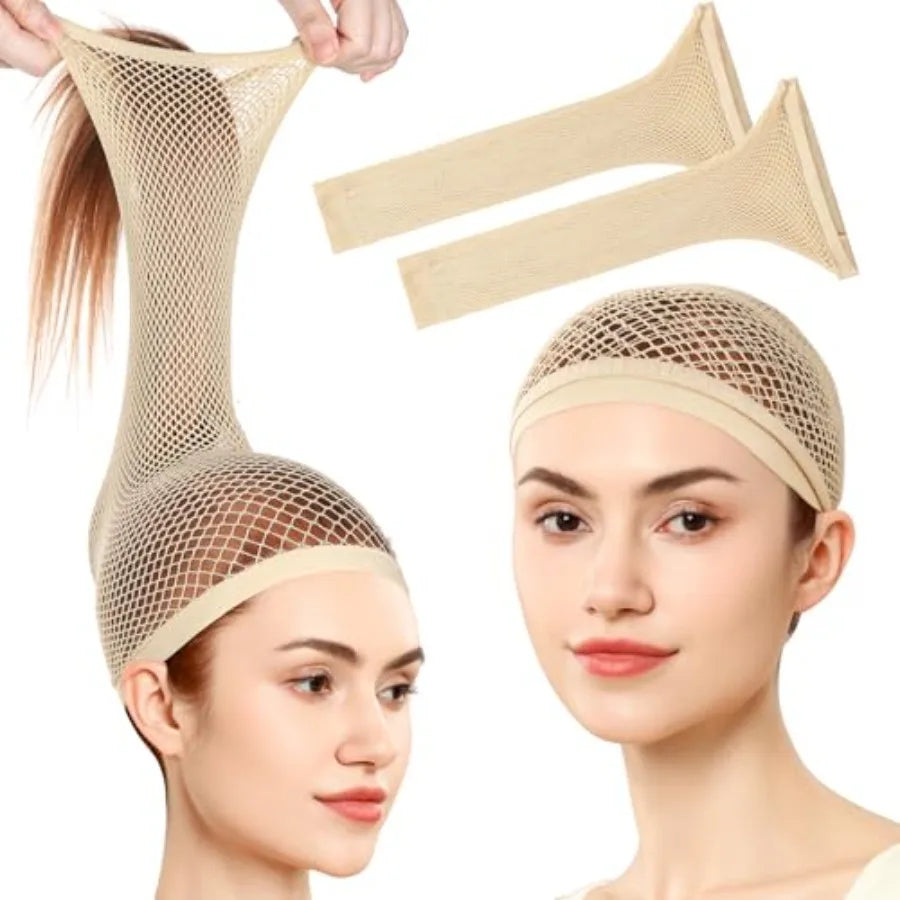 Wig Cap, Hair Net for Wigs, 30 CM Large Mesh Wig Cap for Long Hair for Women, Nylon Hair Net Non Slip for Halloween Rave Party