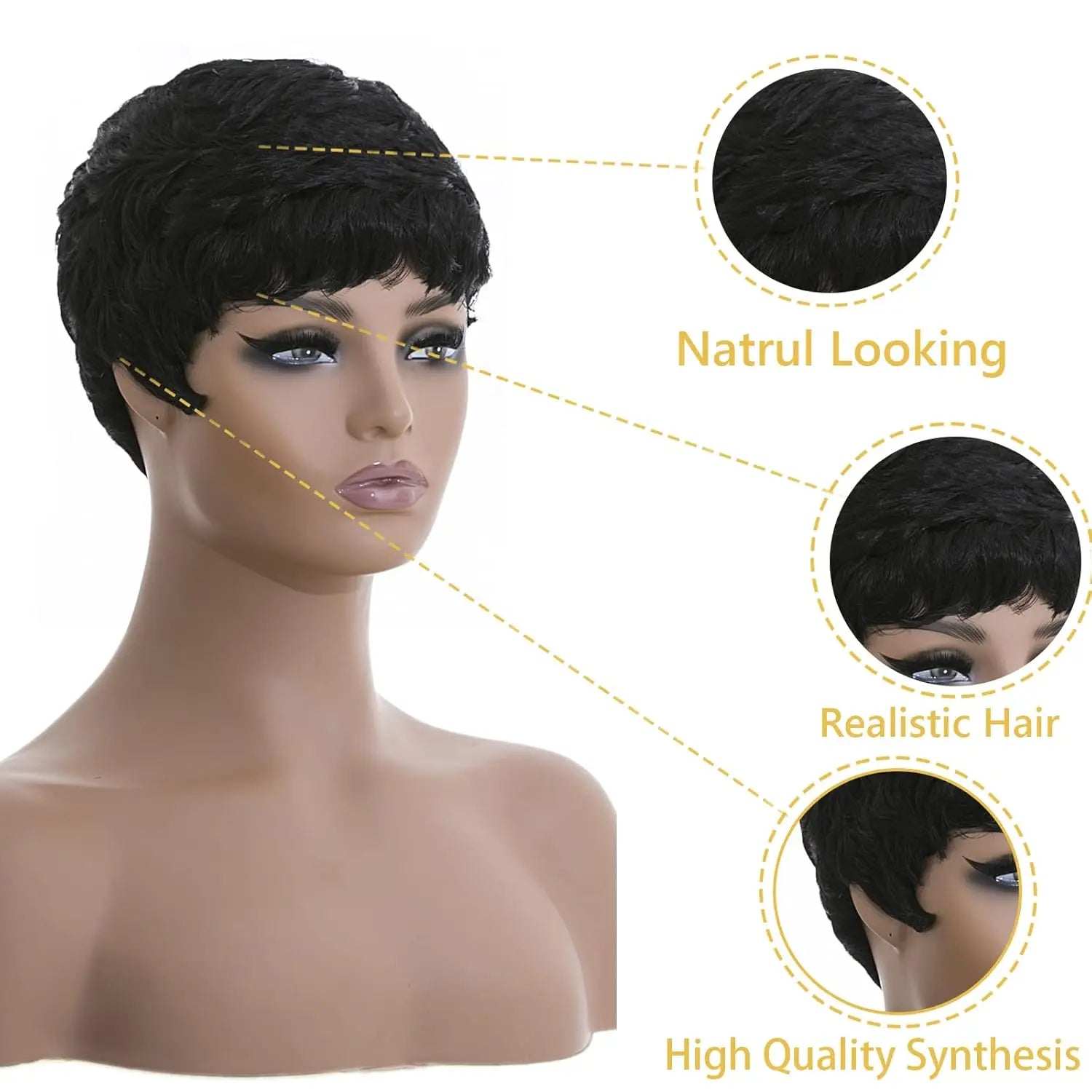 Short Pixie Cut Wigs for Short Wigs for Black Women Black Wavy Layered Short synthetic Wigs