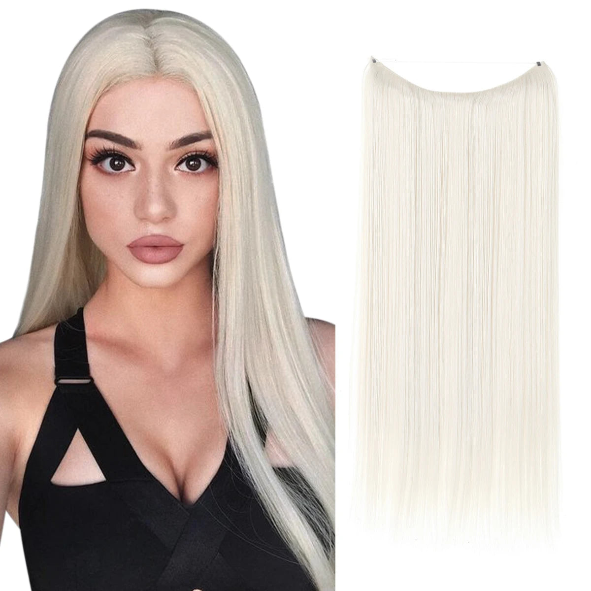 Extensiones de pelo liso con hilo invisible
