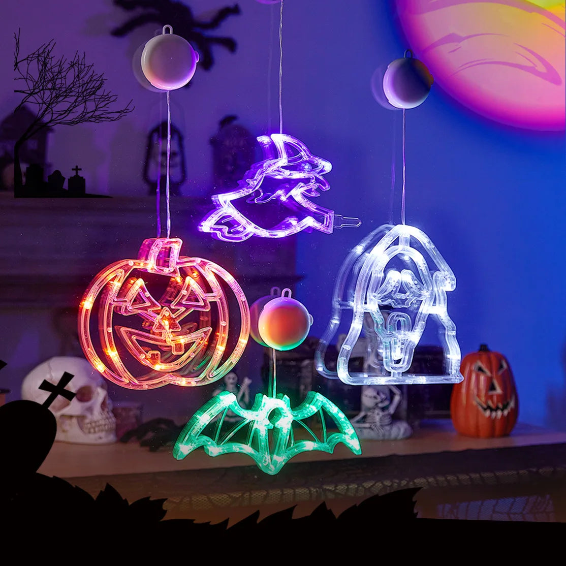 Halloween Led String Lights Ghost Pumpkin Spider Hat Modeling Lamp with Suction Cup Festival Party Halloween Decoration New