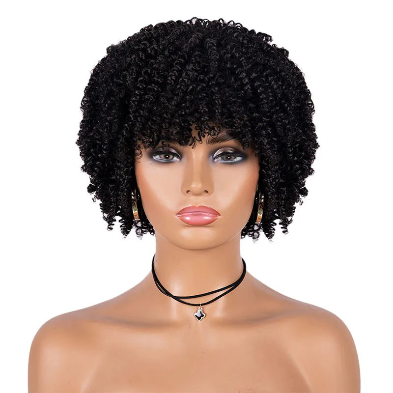 Peluca afro corta rizada con ondas marcadas
