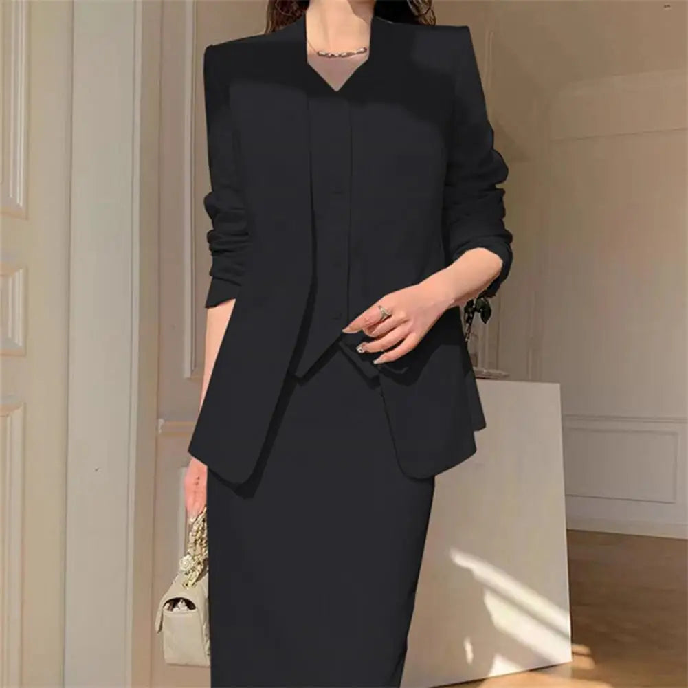 Conjunto de falda y chaqueta de traje para mujer, elegante, de oficina, de negocios, con falda midi, conjunto de falda de cintura alta para mujer que se desplaza al trabajo