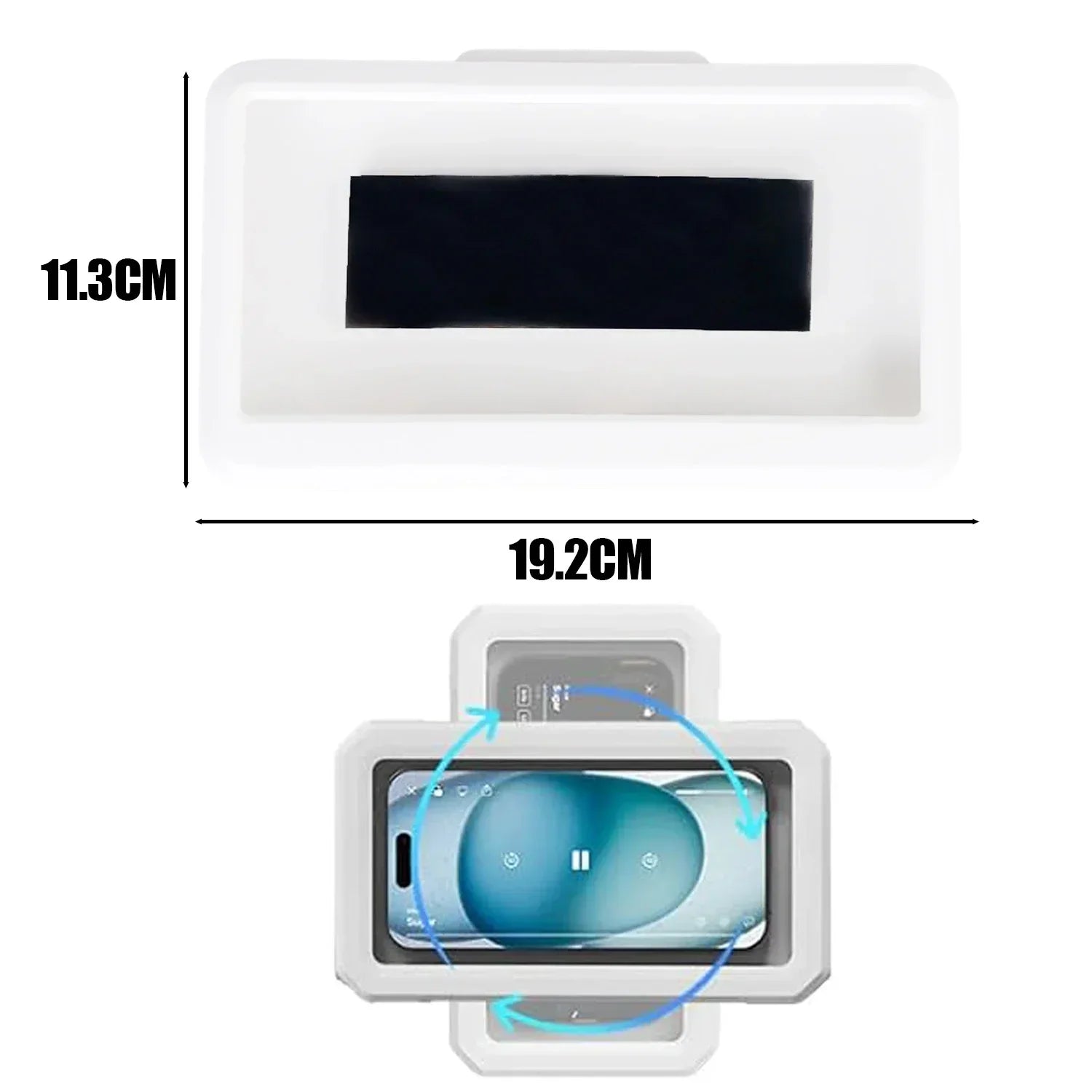 No Punch Shower Phone Case Waterproof Rotation Anti-fog Touch Wall Mount Phone Holder for iPhone Samsung Mi Universal Fit 6.8in