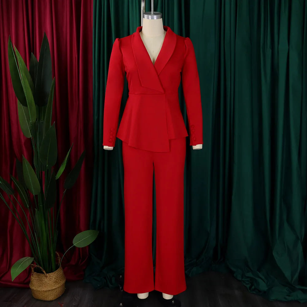 2 Two Piece Wide Leg Pant Suit for Women Formal Pants Set Elegant Wedding Party Dress Office Work Business Outfits Formal Wear