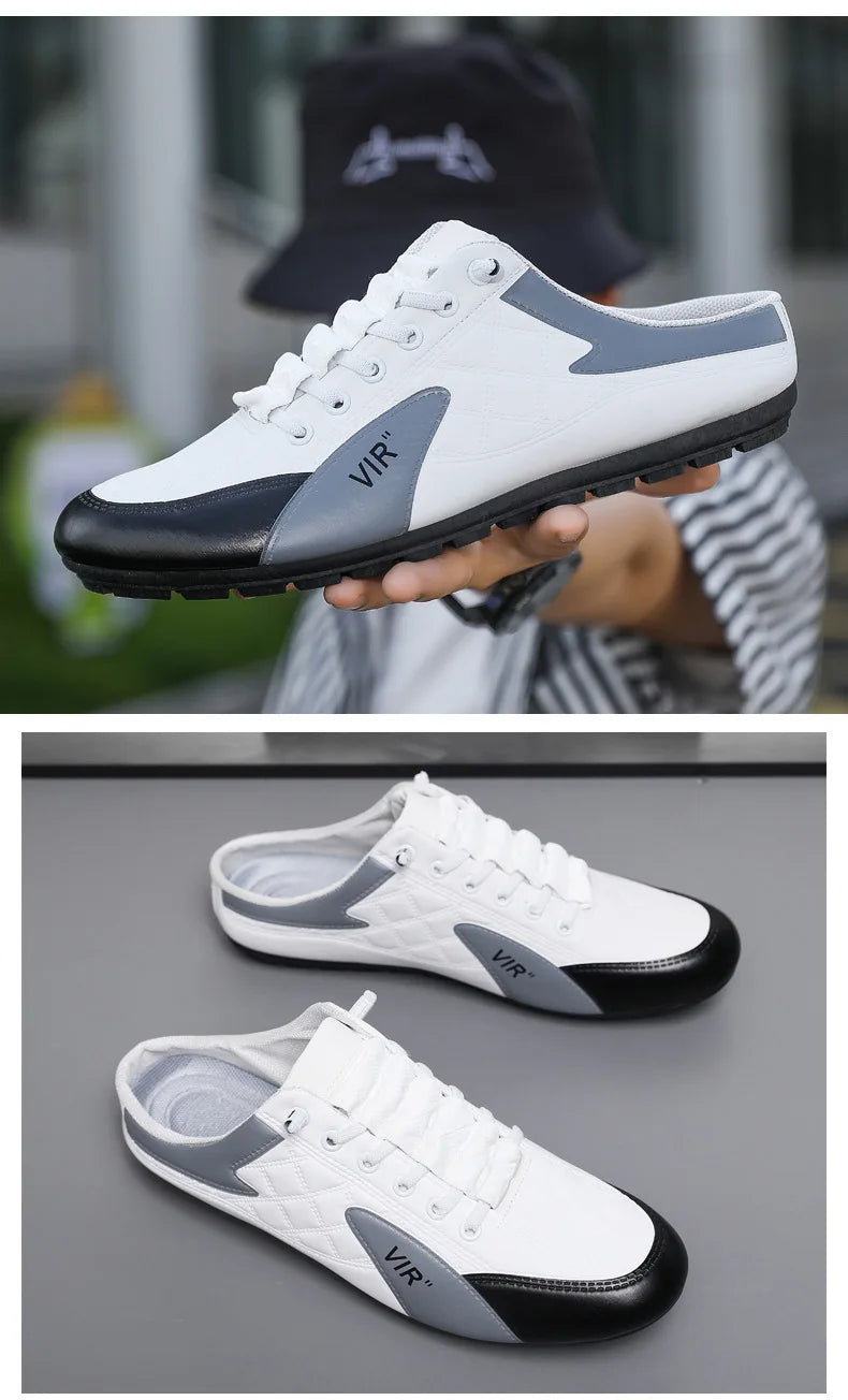 Men's Fashion Soft-soled Half Slippers Men Trendy Casual Shoes Soft Sole Non-slip Shoes New Outdoor Walking Shoes Zapatos Hombre