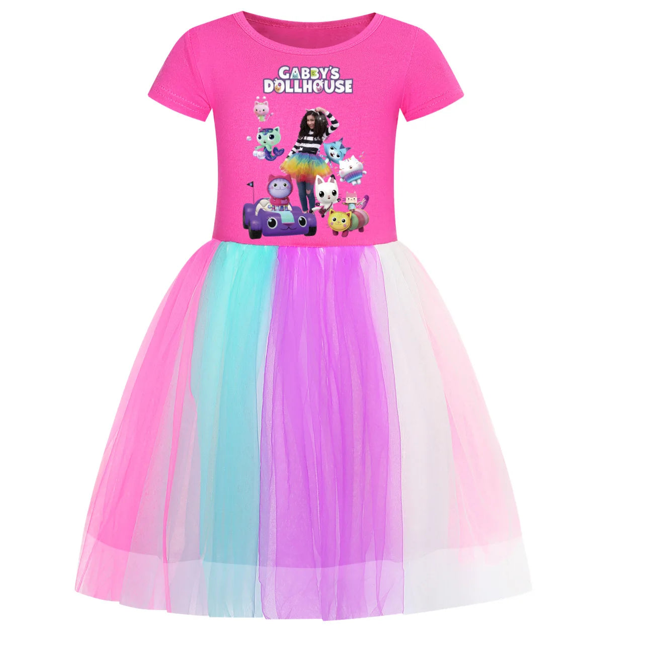 Newest Gabby Doolhouse Clothes Baby Girl Gabbys Cat Dress for Kids Girls 11 To 12 Children Summer Short Sleeve Princess Vestidos