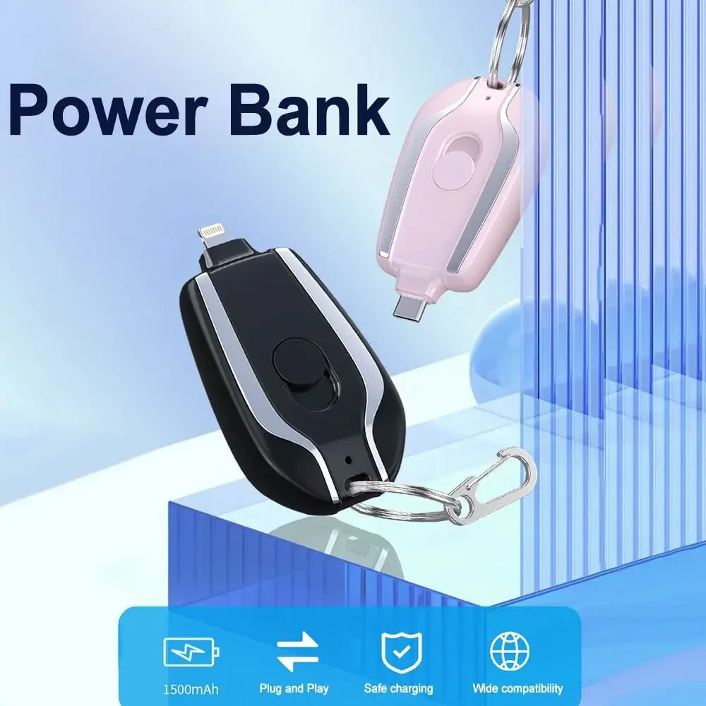 Power Bank Portátil de 1500mAh Mini Llavero Para Android Cargador de Emergencia Cargador Portátil