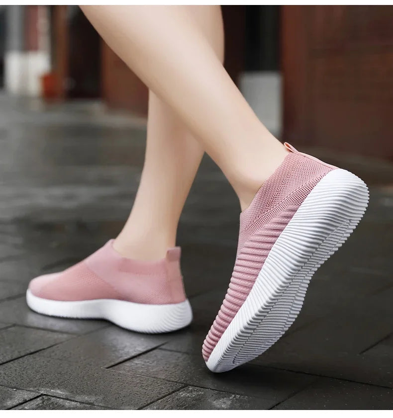 Women Flat Slip on White Shoes Woman Lightweight Sneakers Women Casual  Summer Autumn Walking Mesh Running Sports Shoes 2024