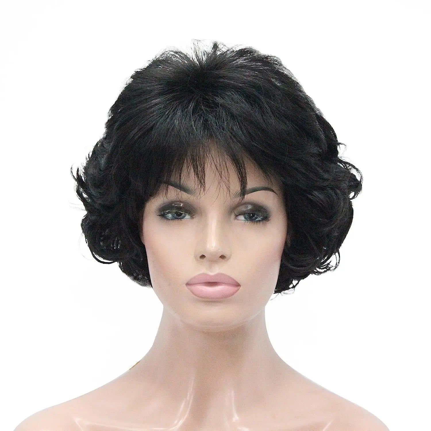 Slivery Grey Short Curly Wavy Wig 100% Imported Premium Synthetic Fashion Brown Hair Wigs for Women