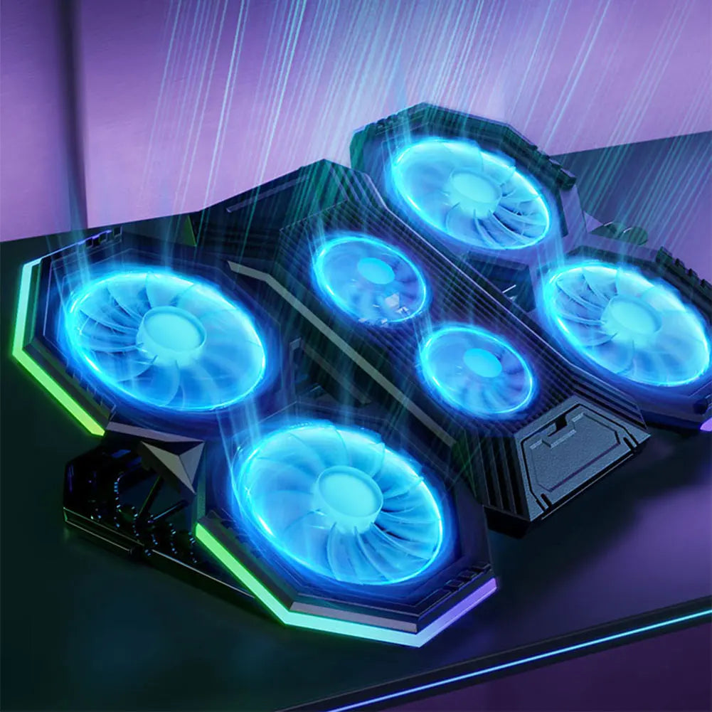 Laptop Cooler Cooling Pad 2 USB Ports Gaming Laptop Fan with 6 Quiet Fans Air Cooler Notebook Stand Holder for 12-21 Inch Laptop