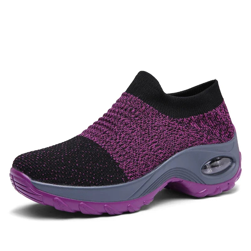 Zapatillas deportivas de mujer, moda de verano, color negro, informales, de malla transpirable, ligeras, con cámara de aire, antideslizantes, para correr